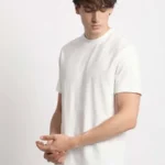 White Men's Solid Round Neck T-Shirt