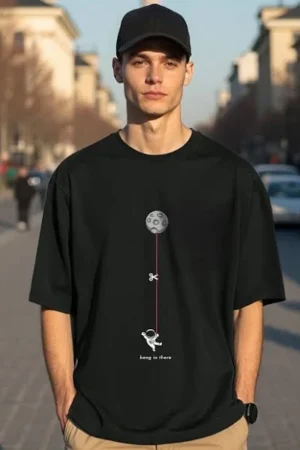 Hangin Astronaut Graphic Printed Oversized T-shirt