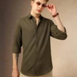 Men's Solid Linen Cotton Casual Plain Full Sleeve Shirt