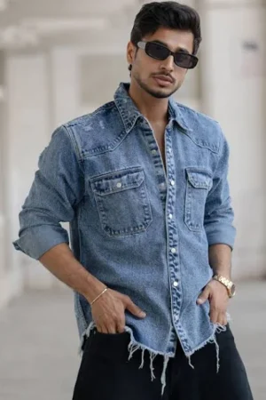 Men's Spread Collar Solid Cotton Casual Shirt