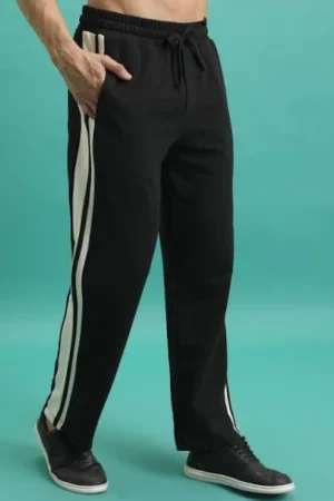 Men's Black Relaxed Fit Track Pants